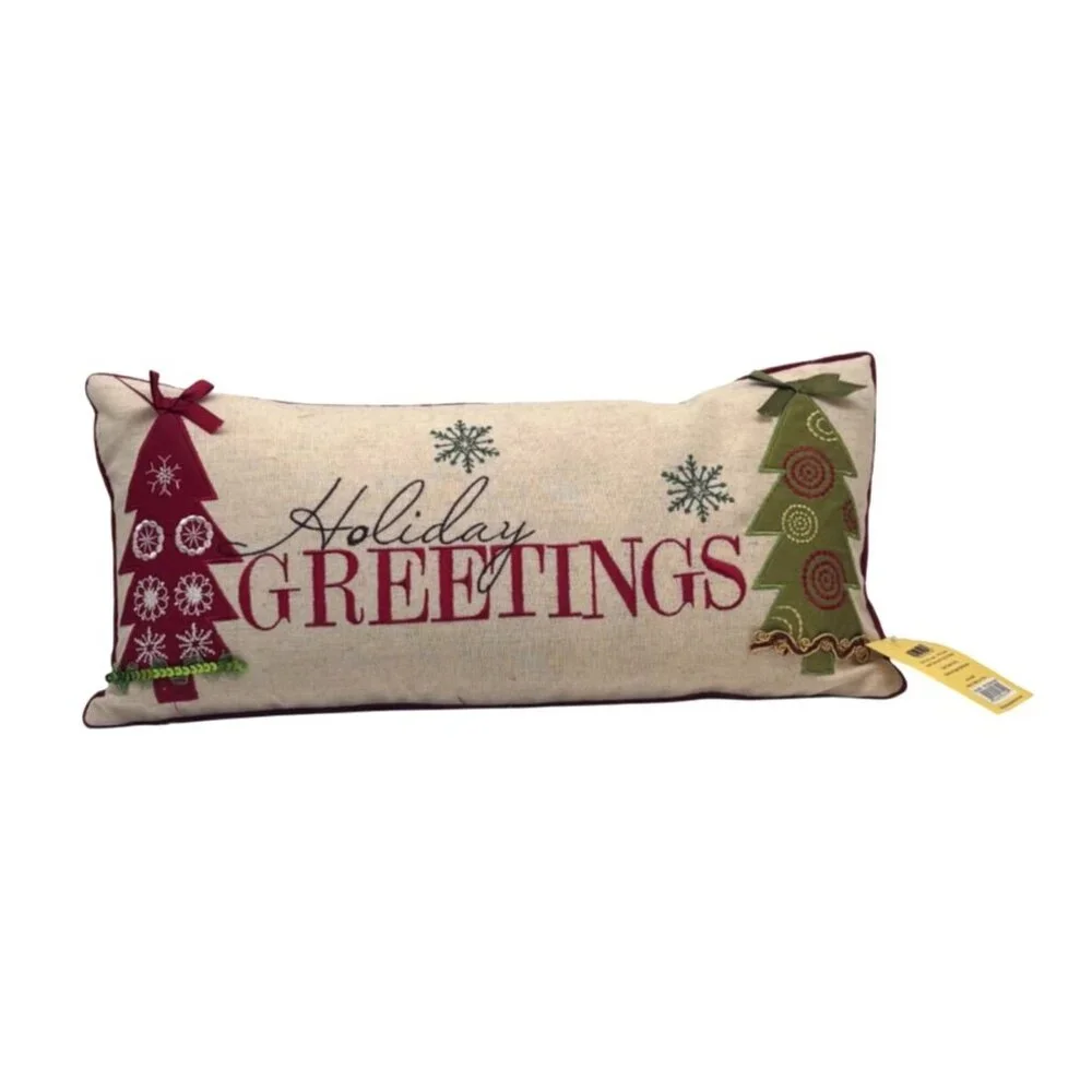 XIA Home Fashions Holiday Greetings 8 x 18 Feather Accent Pillow